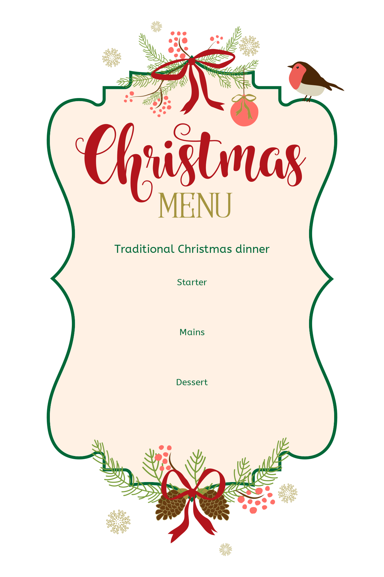 Christmas Menu With Curvy Frame Sign Template | Square Signs with regard to Christmas Lunch Menu Template