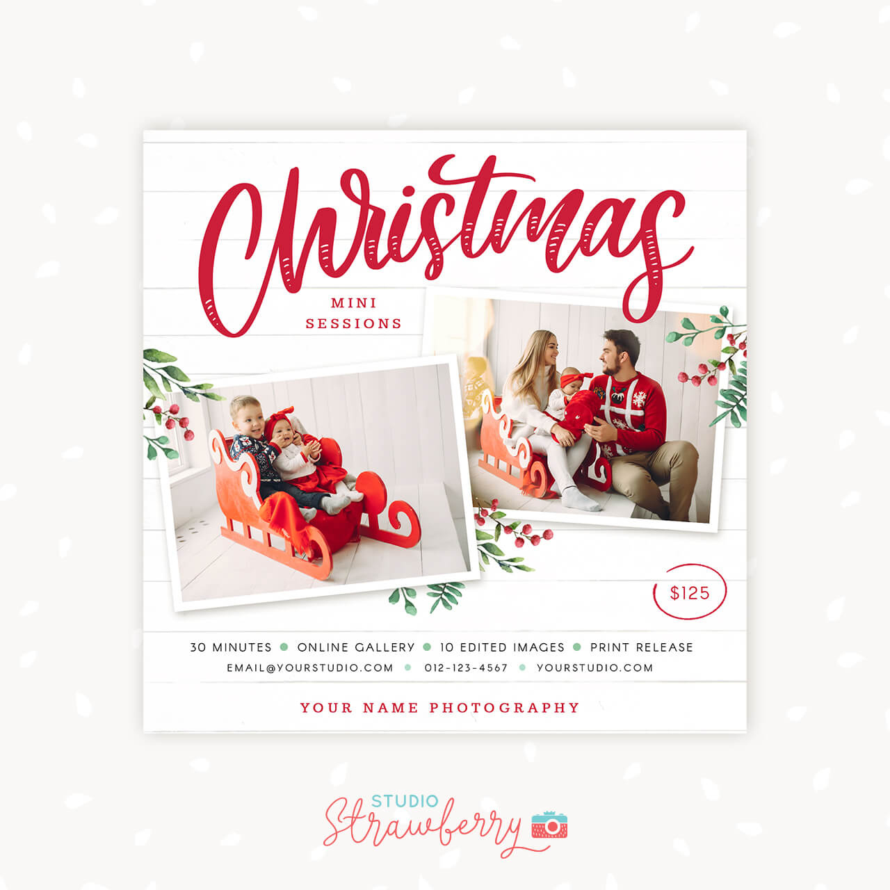Christmas Mini Session Template – Strawberry Kit intended for Christmas Mini Session Template