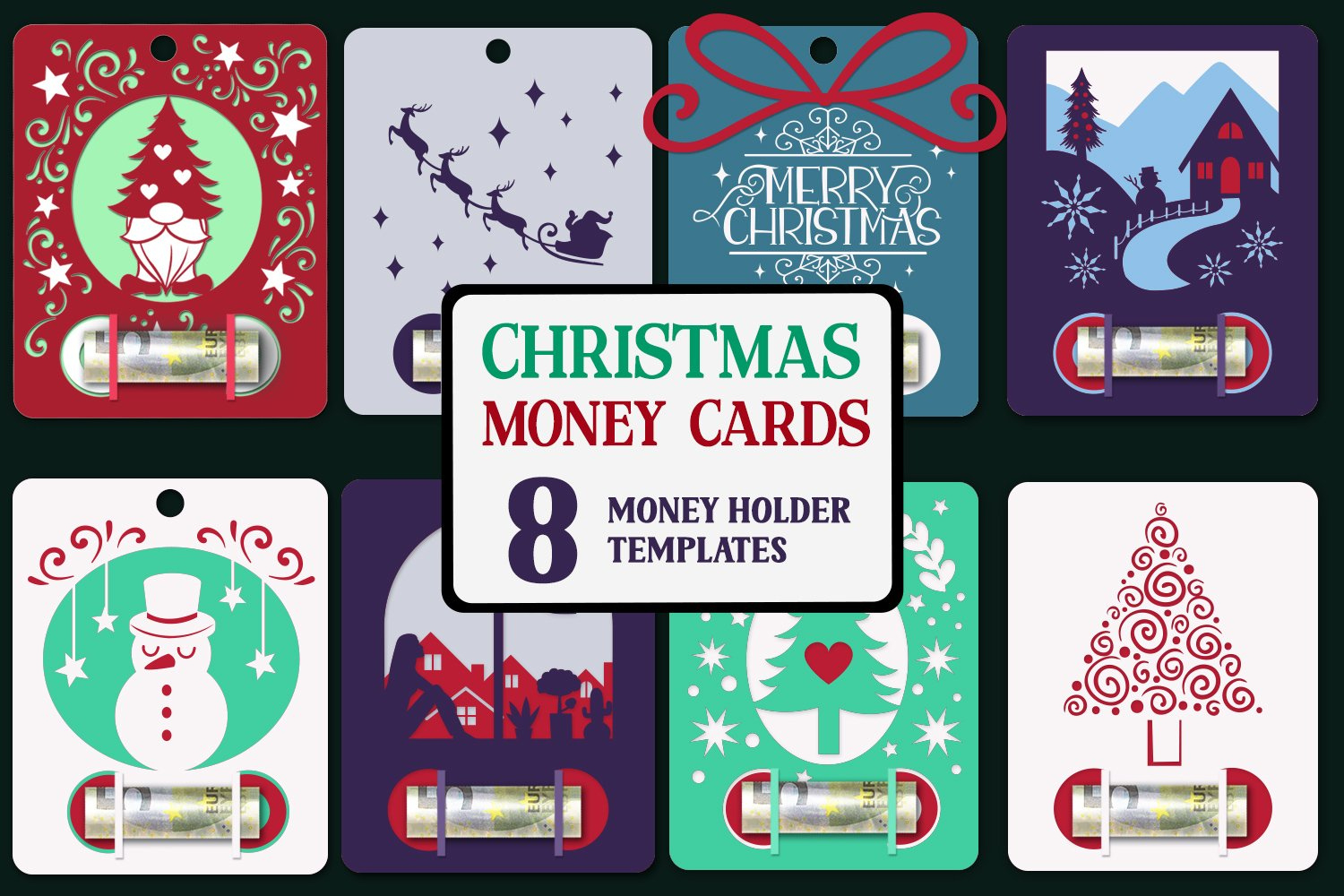 Christmas Money Cards | 8 Money Holder Svg Templates intended for Christmas Money Card Template