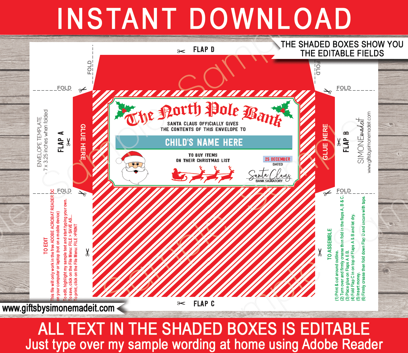 Christmas Money Envelope (From Santa) - Red &amp;amp; Green with regard to Christmas Money Holder Template