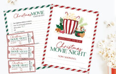 Christmas Movie Night Tickets And Checklist, Free Printable Set regarding Christmas Movie Ticket Template Free
