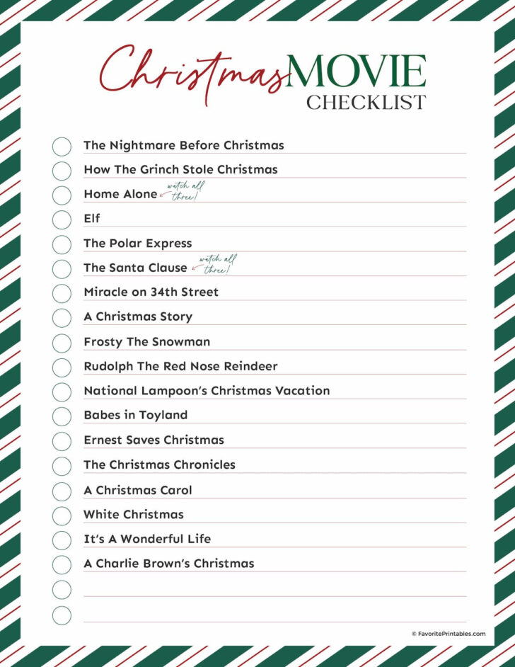 Christmas Movie List Template Christmas Movie List Template