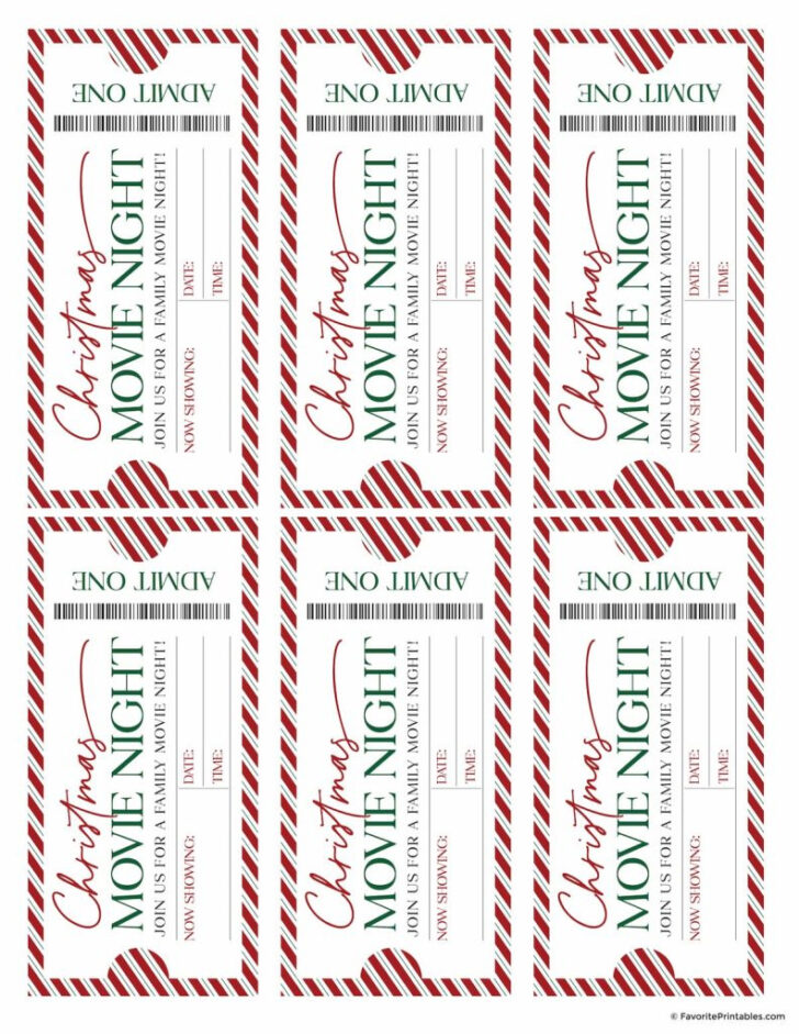 Christmas Movie Night Ticket Template Christmas Movie Night Ticket Template