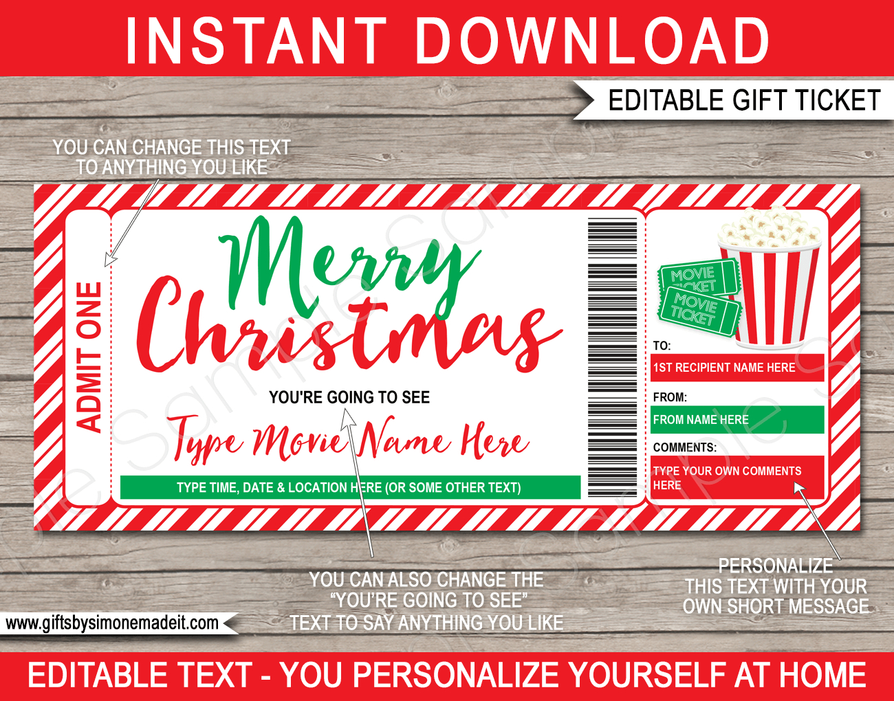 Christmas Movie Ticket Gift Template | Family Movie Night Gift Voucher regarding Christmas Movie Ticket Template Free