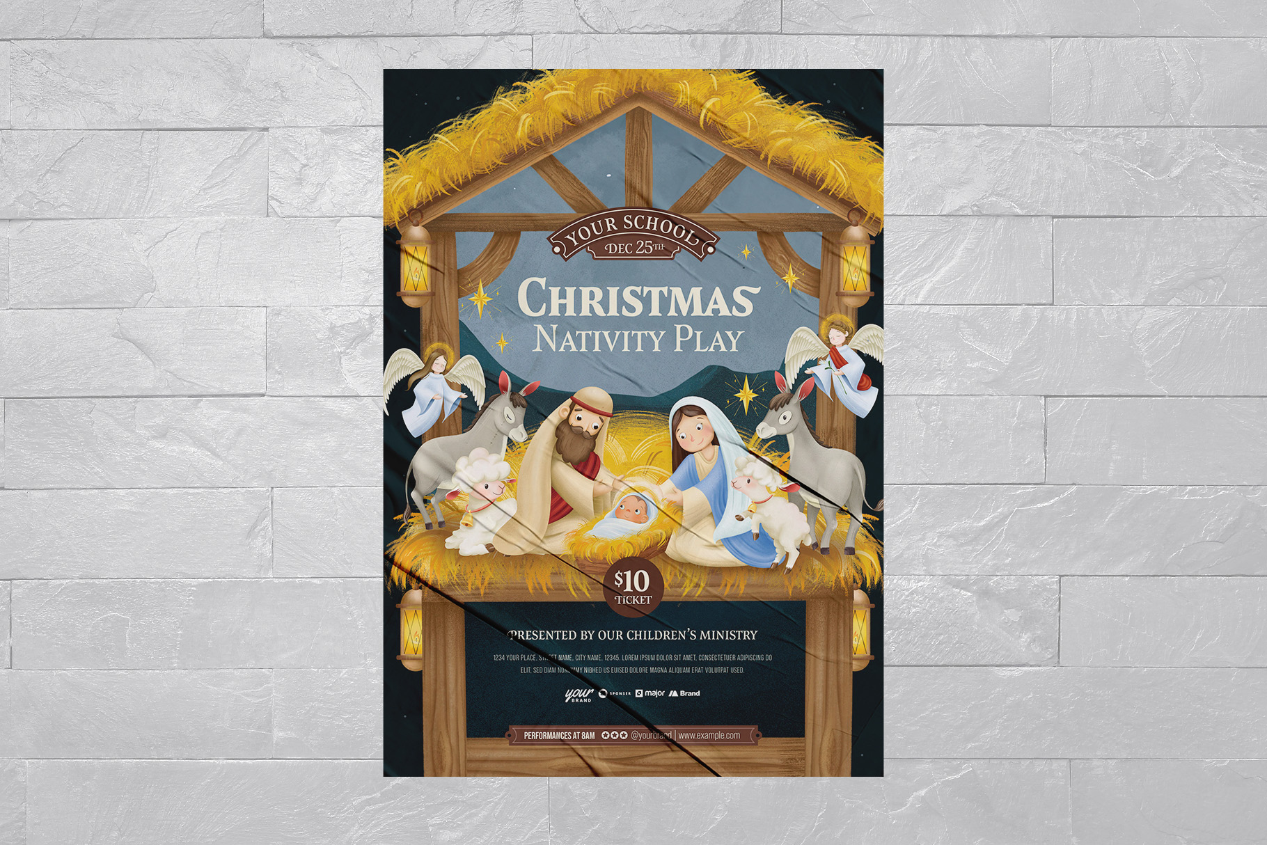 Christmas Nativity Play Flyer Template pertaining to Christmas Play Flyer Template