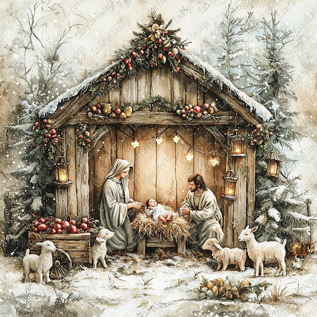 Christmas Nativity Scene Clipart, Baby Jesus, Printable Jpg (Digital  Download) with regard to Christmas Nativity Scene Template