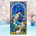 Christmas Nativity Scene Stained Glass Window Film: Removable Throughout Christmas Stained Glass Window Template