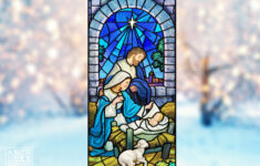 Christmas Nativity Scene Stained Glass Window Film: Removable throughout Christmas Stained Glass Window Template