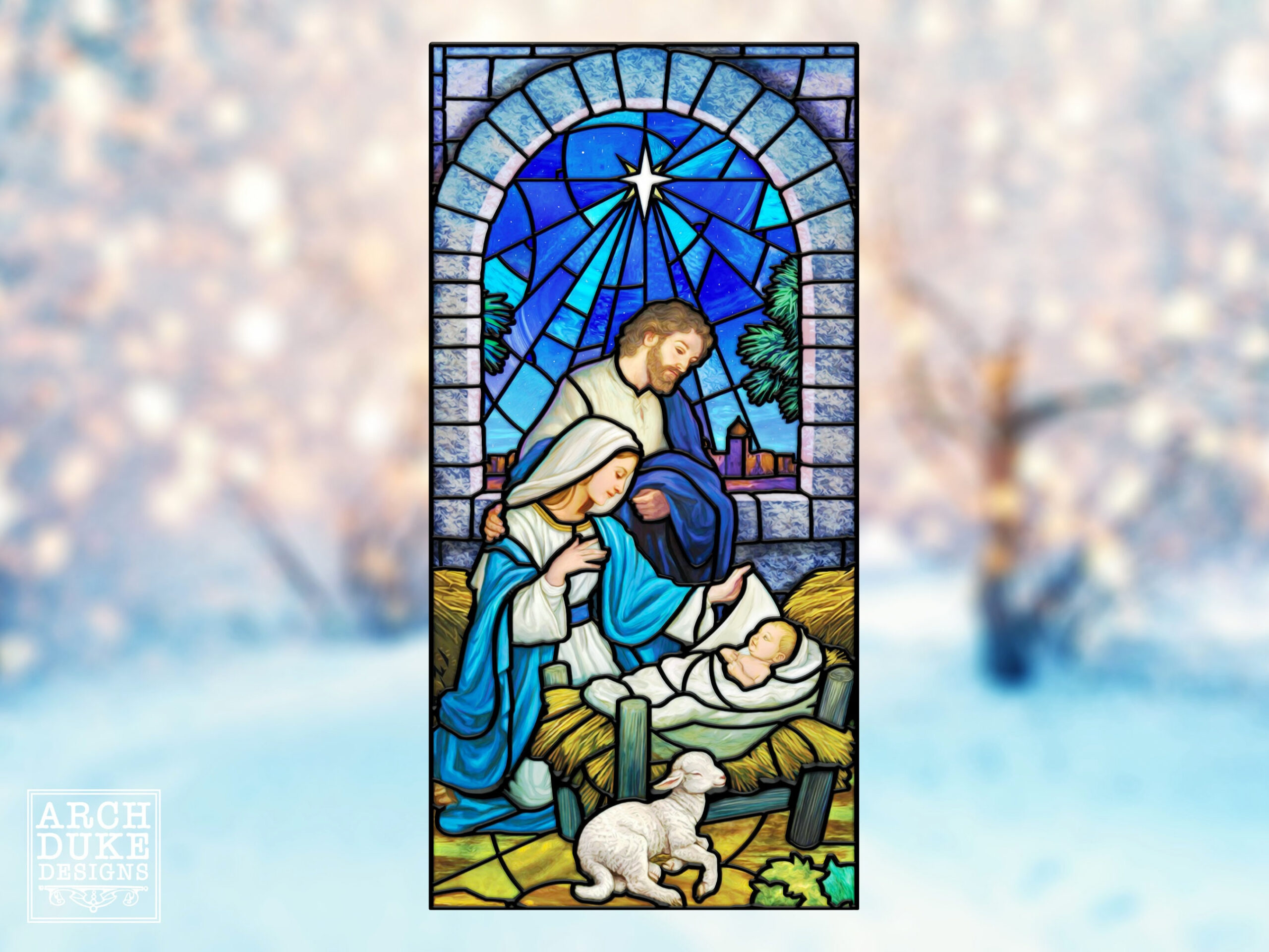 Christmas Nativity Scene Stained Glass Window Film: Removable throughout Christmas Stained Glass Window Template