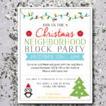 Christmas Neighborhood Block Party Flyer Template, Backyard Party Throughout Christmas Street Party Invitation Template