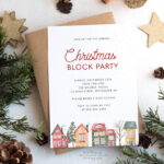 Christmas Neighborhood Block Party, Holiday Street Party, Editable Regarding Christmas Street Party Invitation Template
