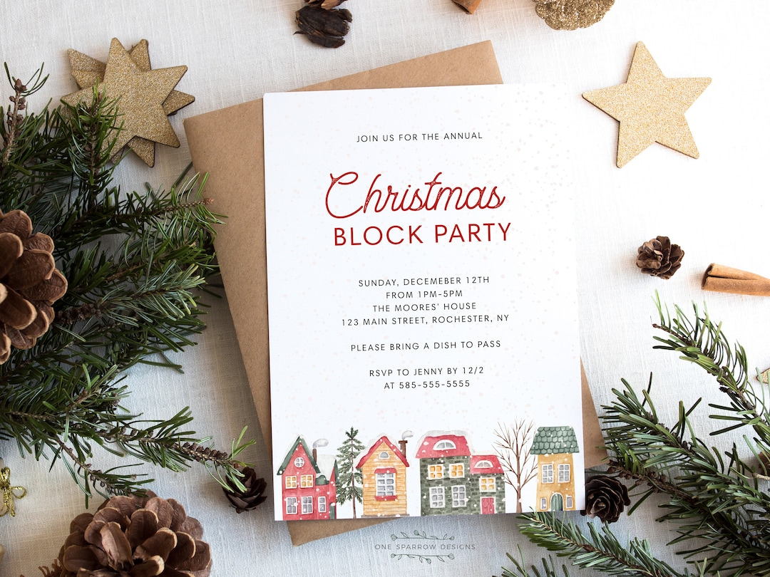 Christmas Neighborhood Block Party, Holiday Street Party, Editable regarding Christmas Street Party Invitation Template