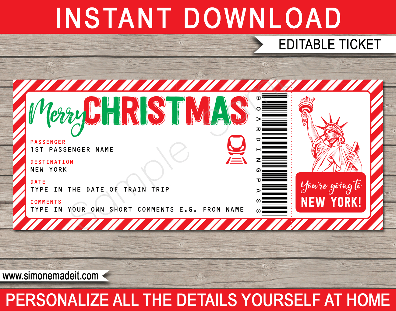 Christmas New York Train Gift Ticket intended for Christmas Train Ticket Template