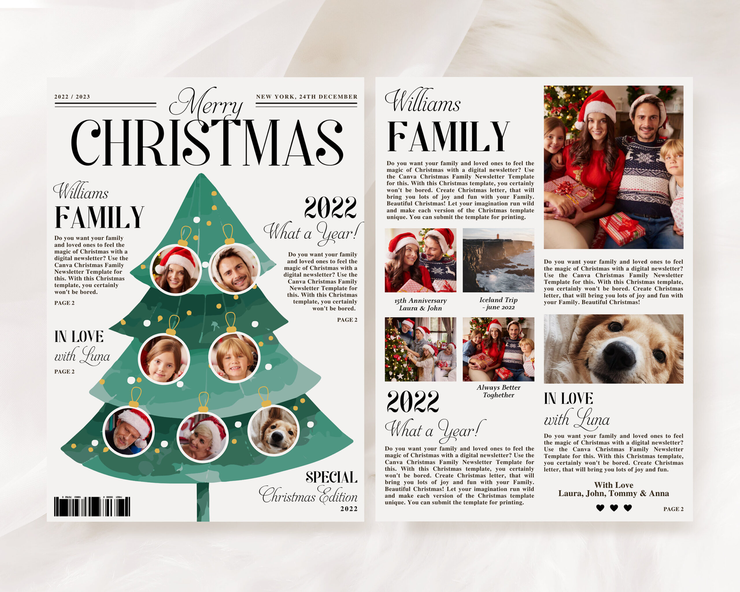 Christmas Newsletter / Canva Template / Year In Review / Christmas intended for Christmas Magazine Cover Template
