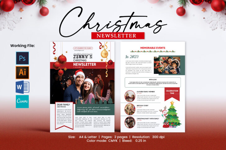 Christmas Newsletter Template Pages