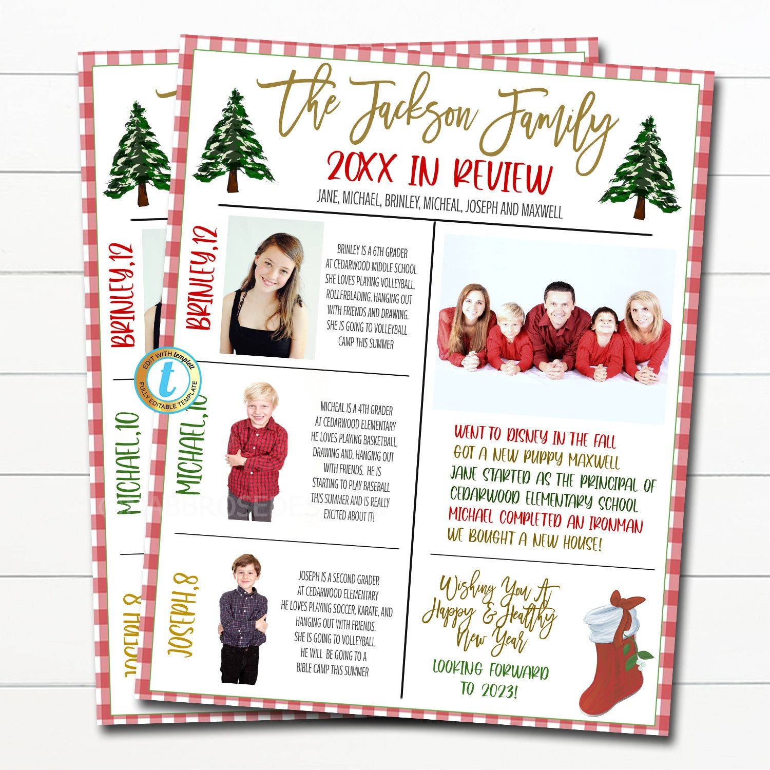 Christmas Newsletter Year In Review Template, Holiday Family regarding Christmas Letter Year in Review Template