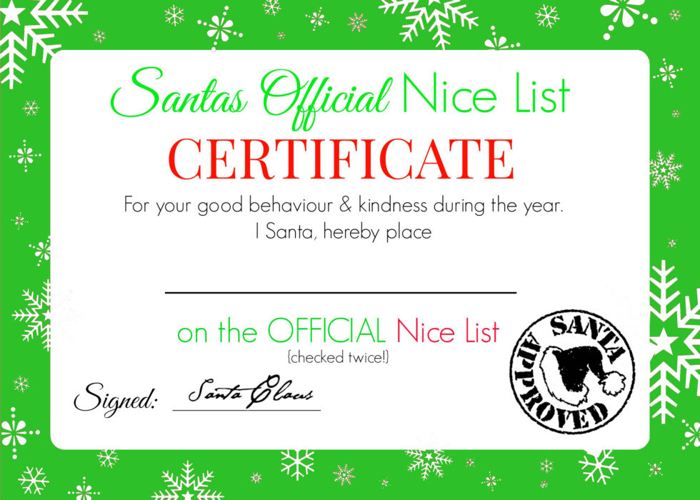 Christmas Nice List Certificate - Free Printable! - Super Busy Mum intended for Christmas Nice List Certificate Template