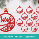 Christmas Ornament Gift Tag Svg; Laser Cut Bauble Template Intended For Christmas Ornament Template Svg