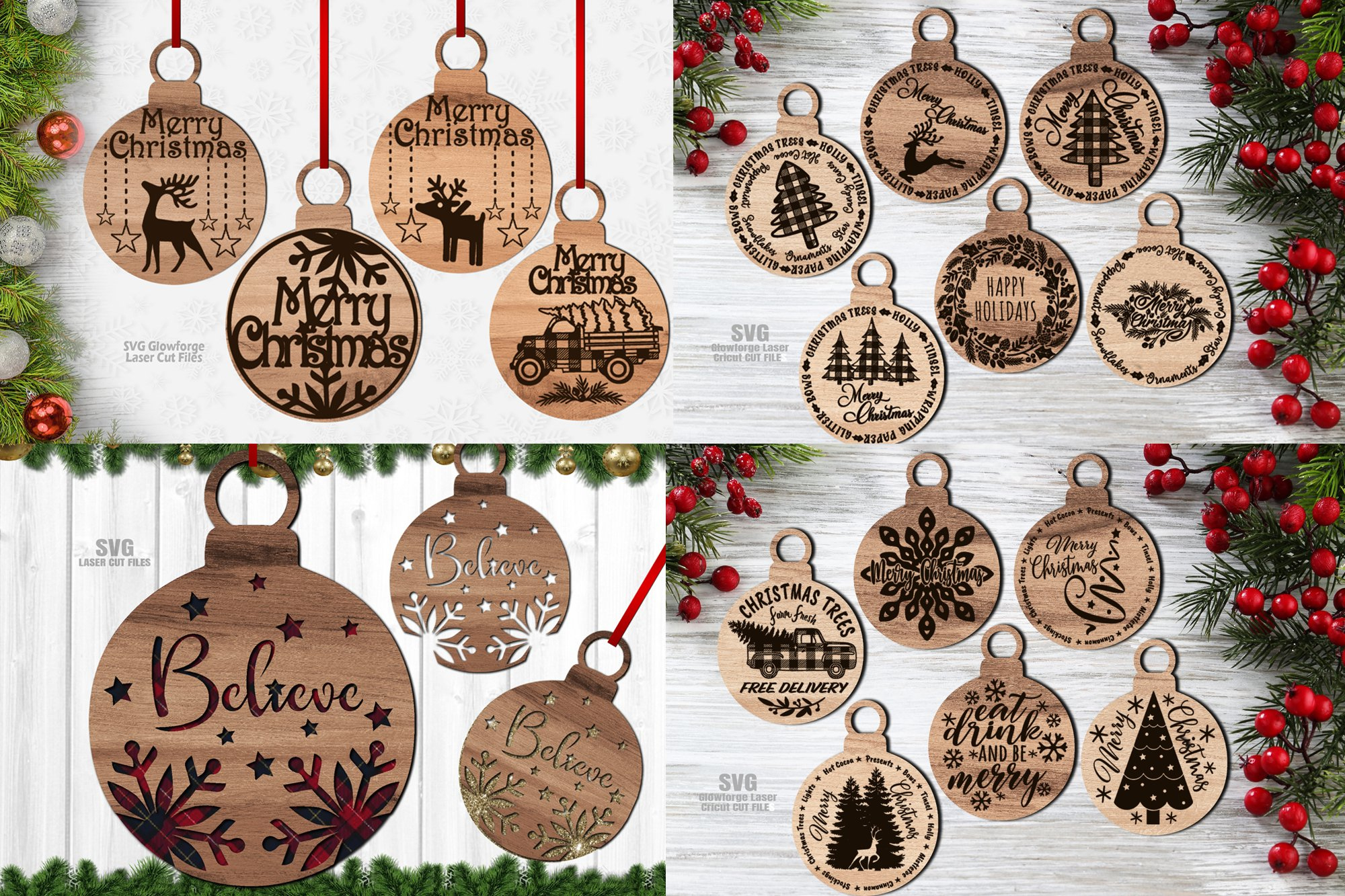Christmas Ornament Svg Bundle | Merry Christmas Laser Files pertaining to Christmas Ornament Laser Cut Template