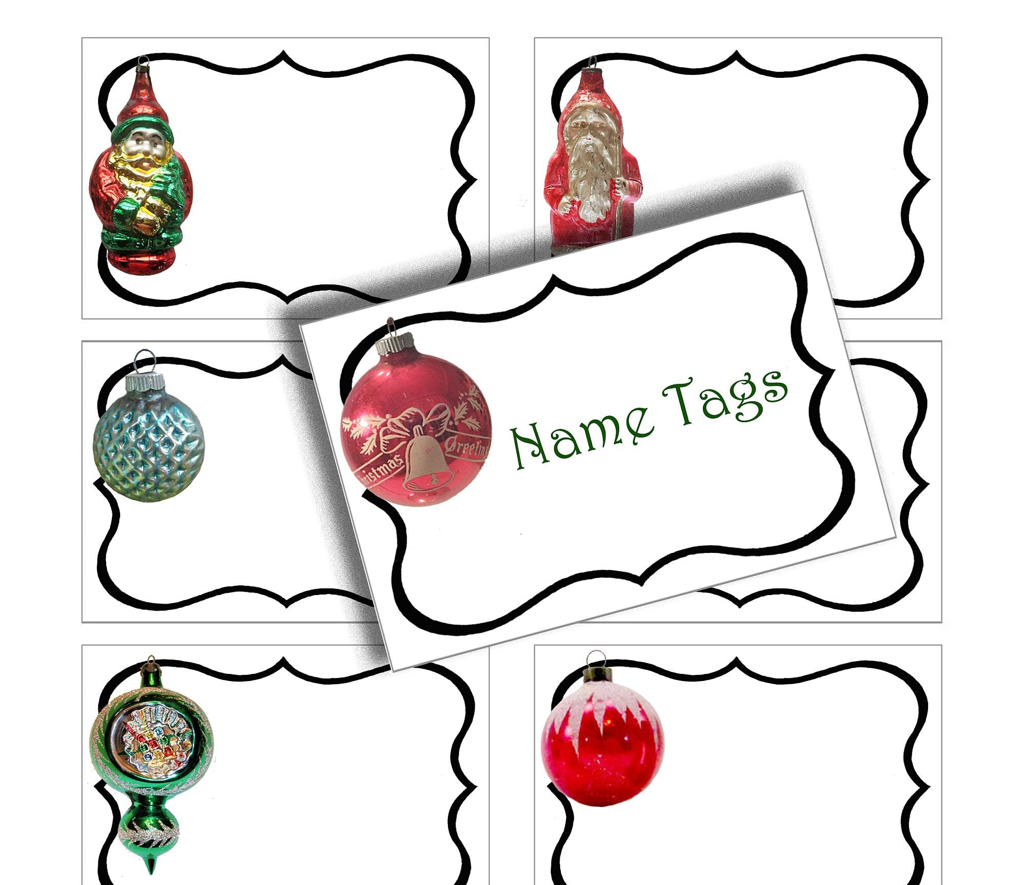 Christmas Ornament Tags, Digital Editable Name Tags, Holiday Gift within Christmas Ornament Gift Tag Template