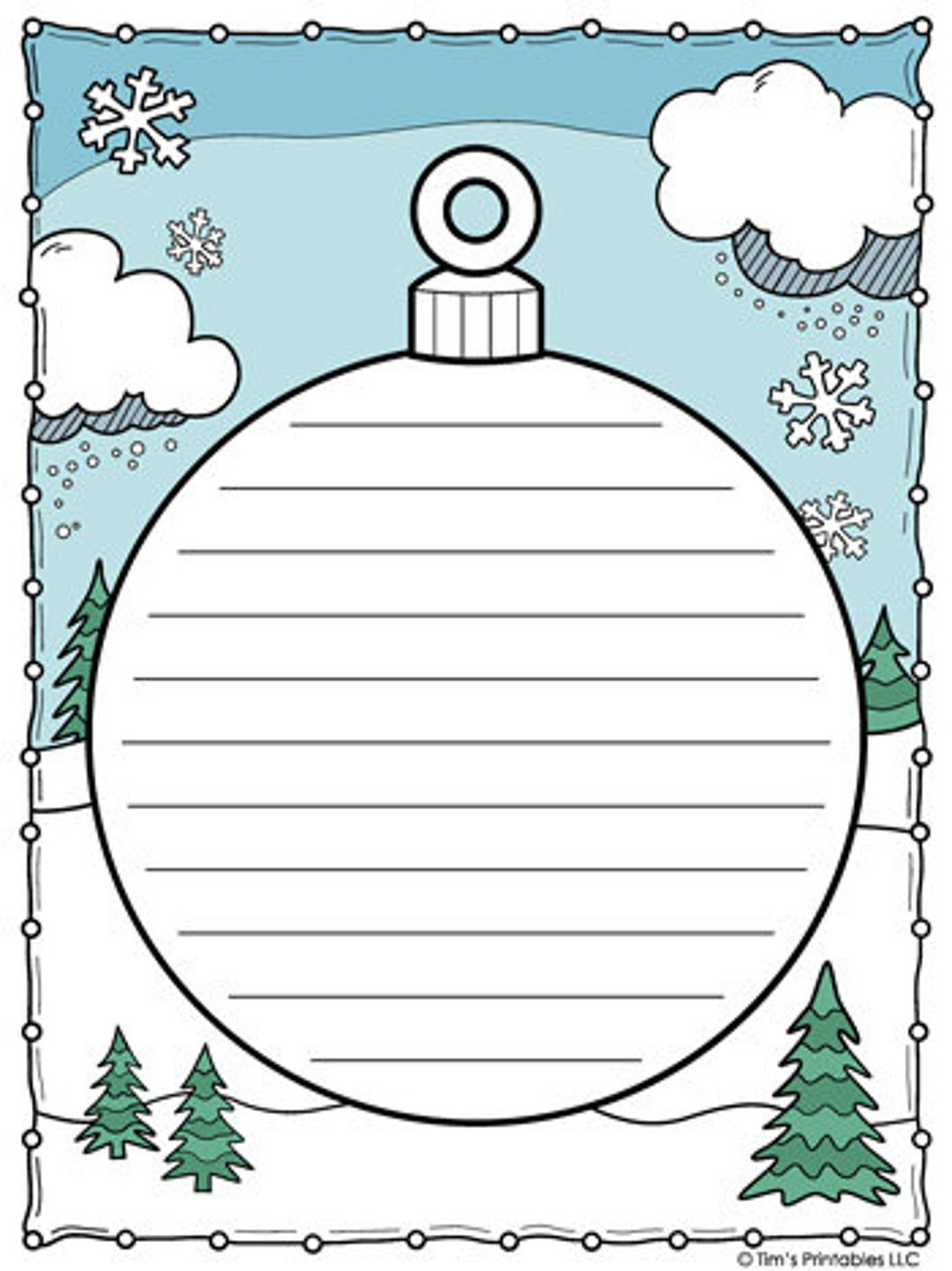 Christmas Ornament Writing Paper Template Pdf - Etsy Uk throughout Christmas Ornament Writing Template