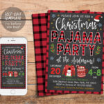 Christmas Pajama Party Invitation Editable Template, Kids Xmas Regarding Christmas Pajama Invitation Template