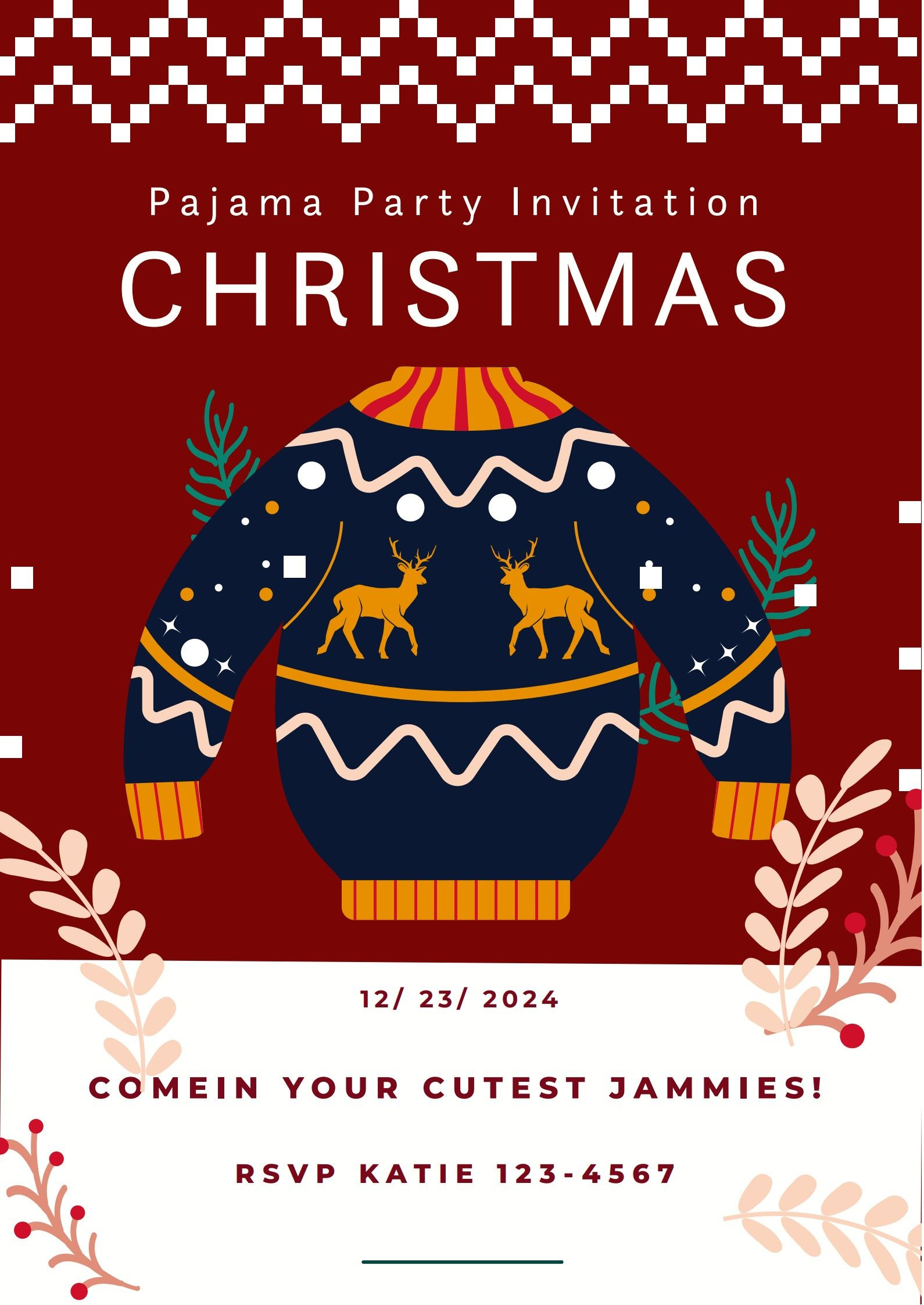 Christmas Pajama Party Invitation Template | Pdf Agile intended for Christmas Pajama Invitation Template