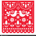 Christmas Papel Picado Vector Design Mexican Xmas Greeting Card Regarding Christmas Papel Picado Template