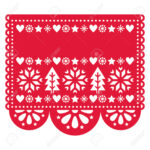 Christmas Papel Picado Vector Template Design With Snowflakes With Regard To Christmas Papel Picado Template
