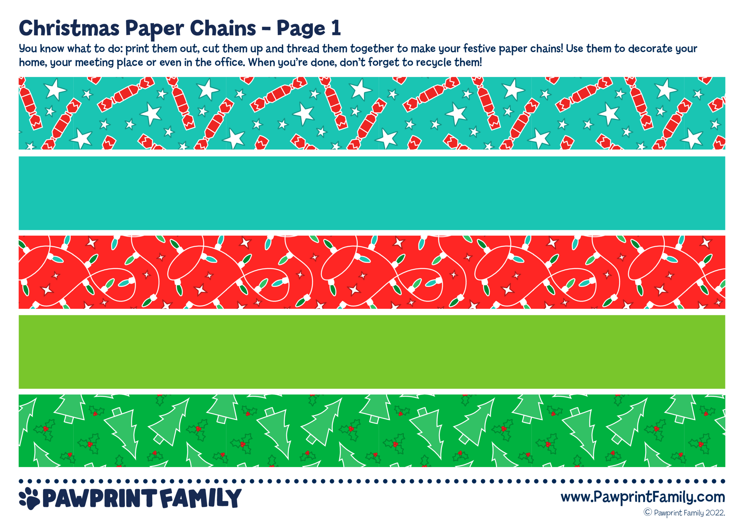 Christmas Paper Chains | Pawprint Family within Christmas Paper Chain Template