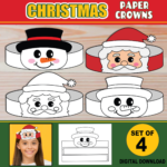 Christmas Paper Crowns For Kids | Printable Paper Hat Headbands Regarding Christmas Party Hat Template