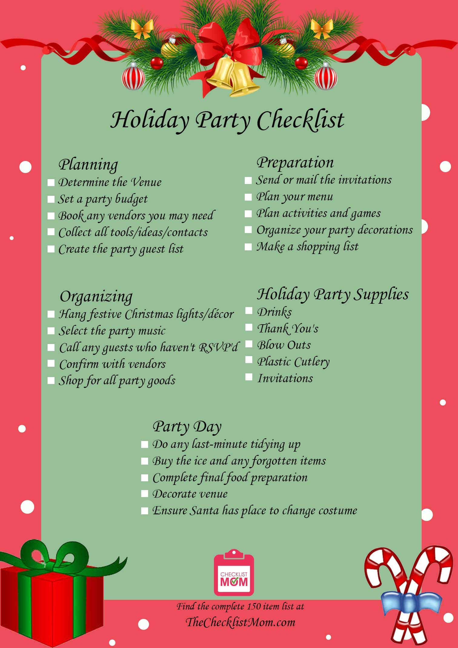 Christmas Party Checklist Printable - Printable Party Favors pertaining to Christmas Party Checklist Template