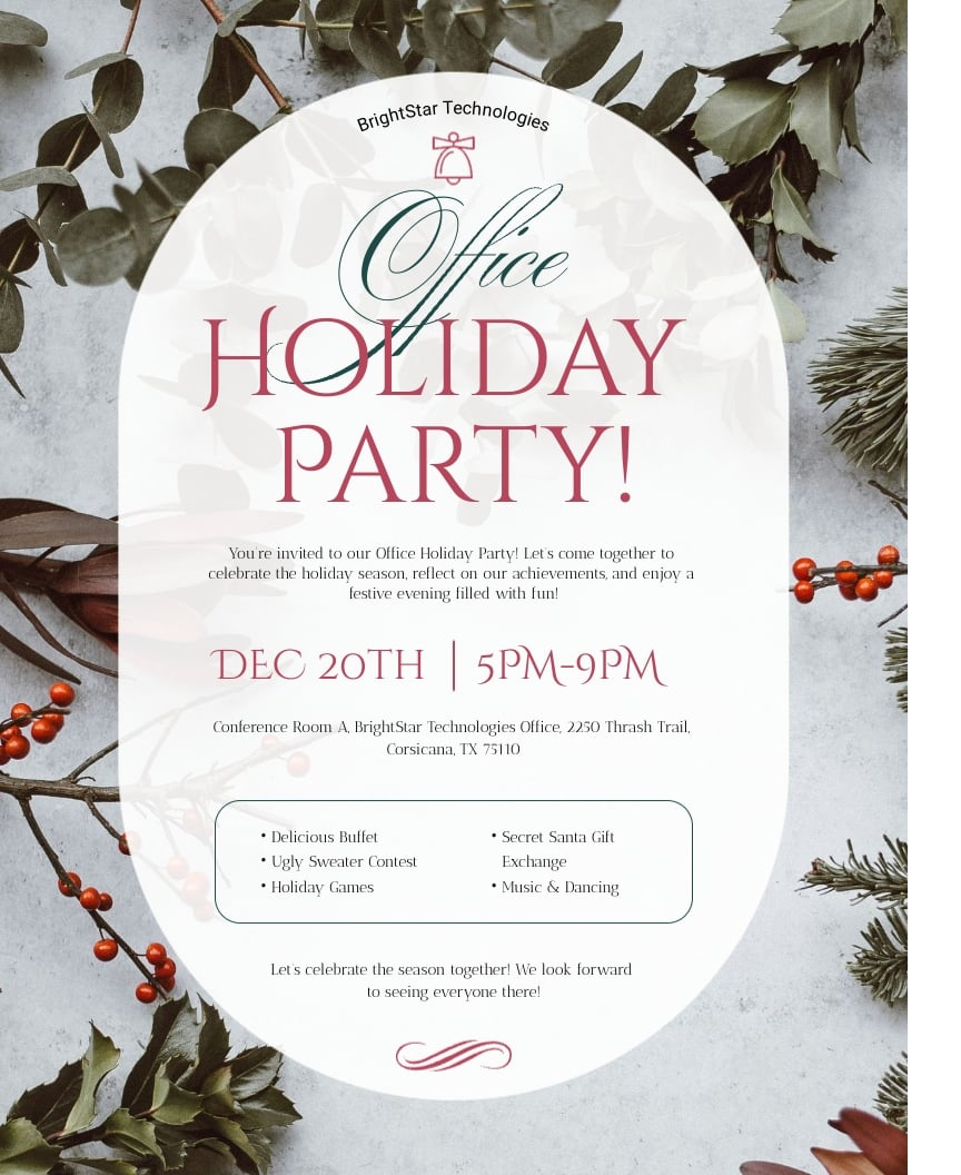 Christmas Party Flyer Template | Visme inside Christmas Office Party Flyer Template
