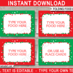 Christmas Party Food Labels Template   Red & Green In Christmas Table Name Tags Template Printable