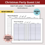 Christmas Party Guest Rsvp Organizer Tracker Printable Pdf In Christmas Party Rsvp List Template