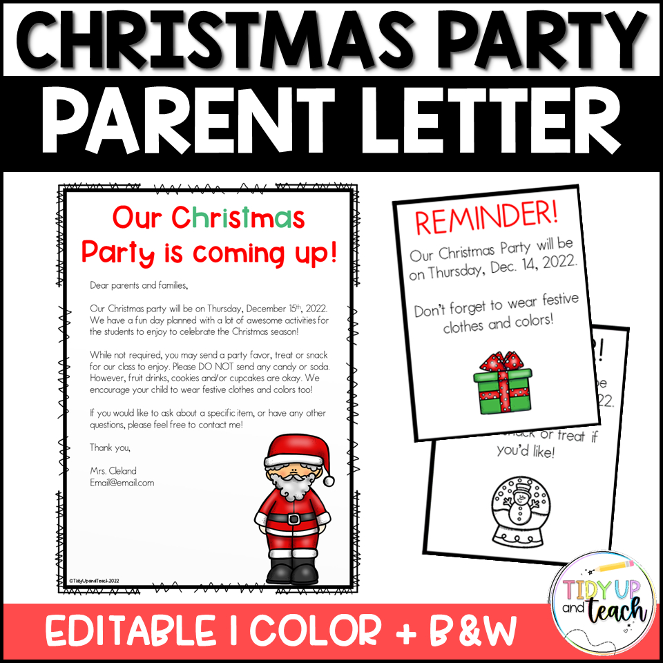 Christmas Party Letter For Parents | Madeteachers with Christmas Letter to Parents Template