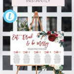 Christmas Party Seating Chart Template, Floral Design (Digital Intended For Christmas Party Seating Chart Template
