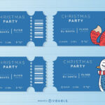 Christmas Party Ticket Set Vector Download With Regard To Christmas Party Tickets Template Free