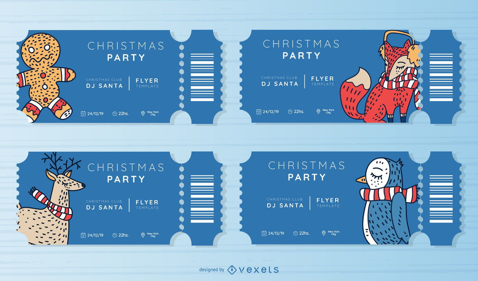 Christmas Party Ticket Set Vector Download with regard to Christmas Party Tickets Template Free