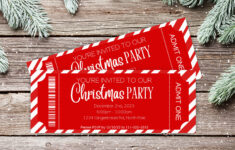 Christmas Party Ticket Template | Editable Winter Holiday Party for Christmas Party Tickets Template