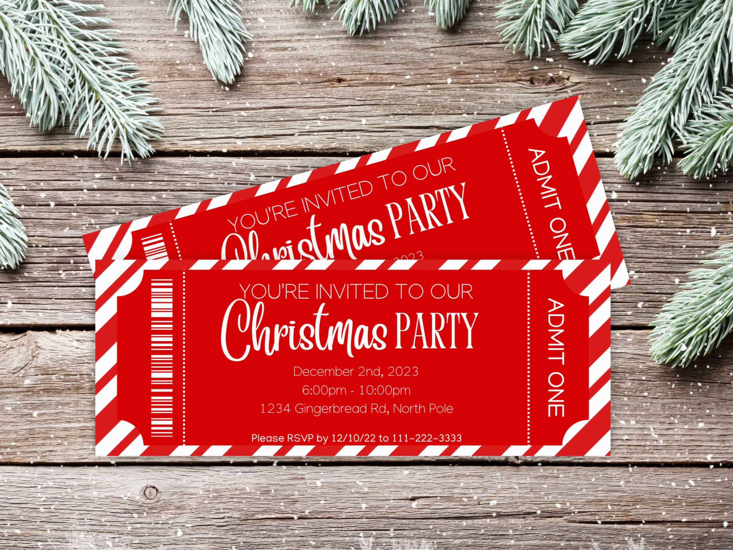 Christmas Party Ticket Template | Editable Winter Holiday Party for Christmas Party Tickets Template