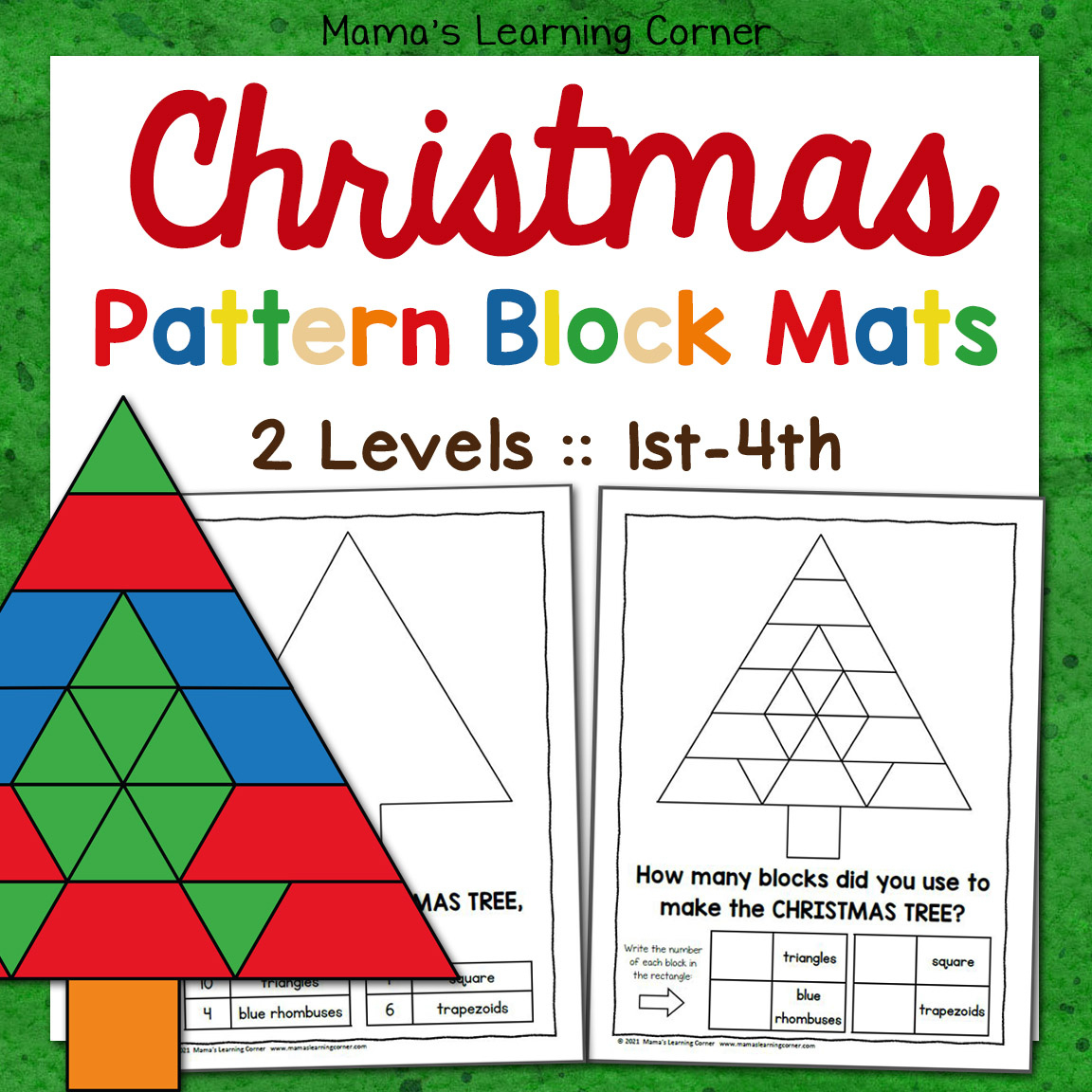 Christmas Pattern Block Mats - Mamas Learning Corner in Christmas Pattern Block Template