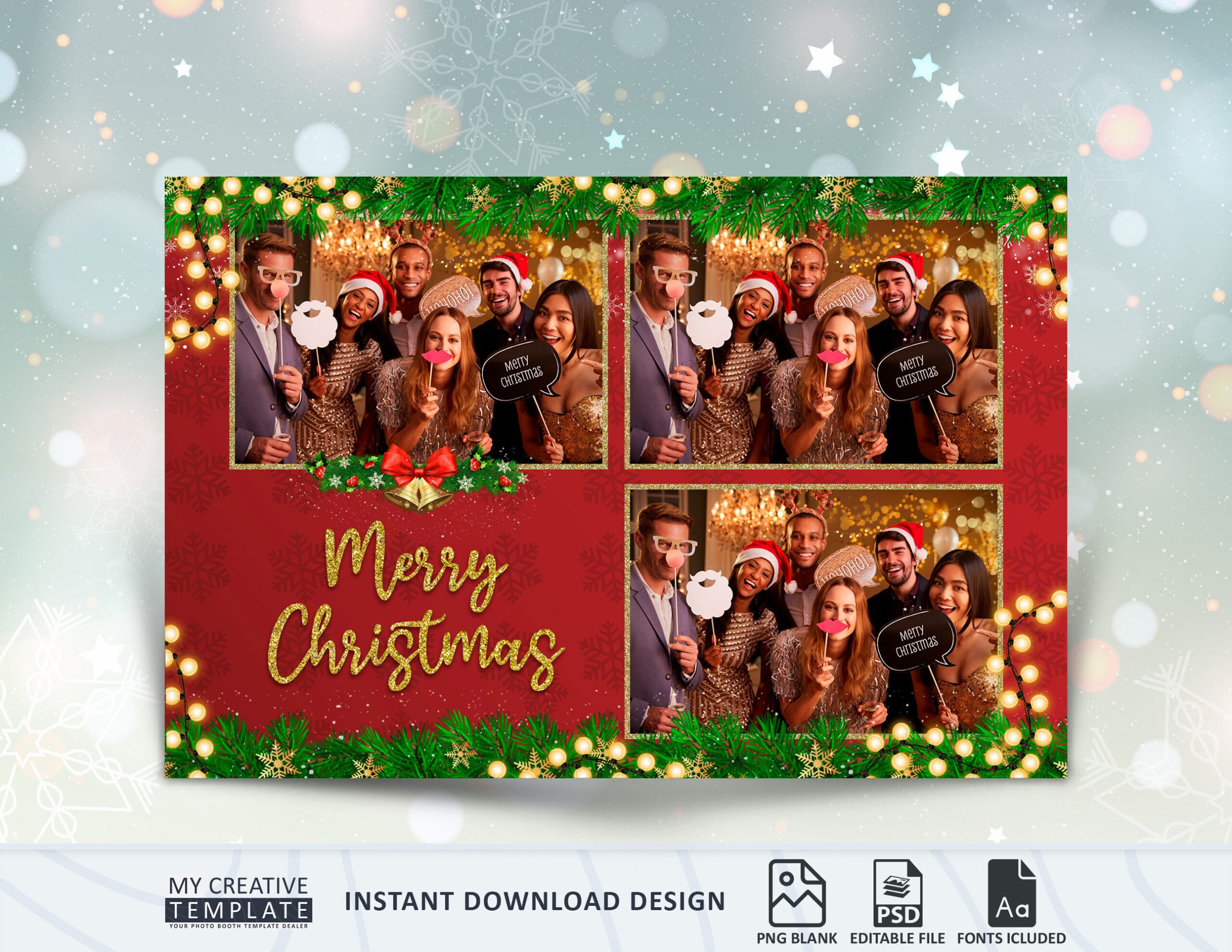 Christmas Photo Booth Template, Holiday Photo Booth Template for Christmas Photo Booth Template