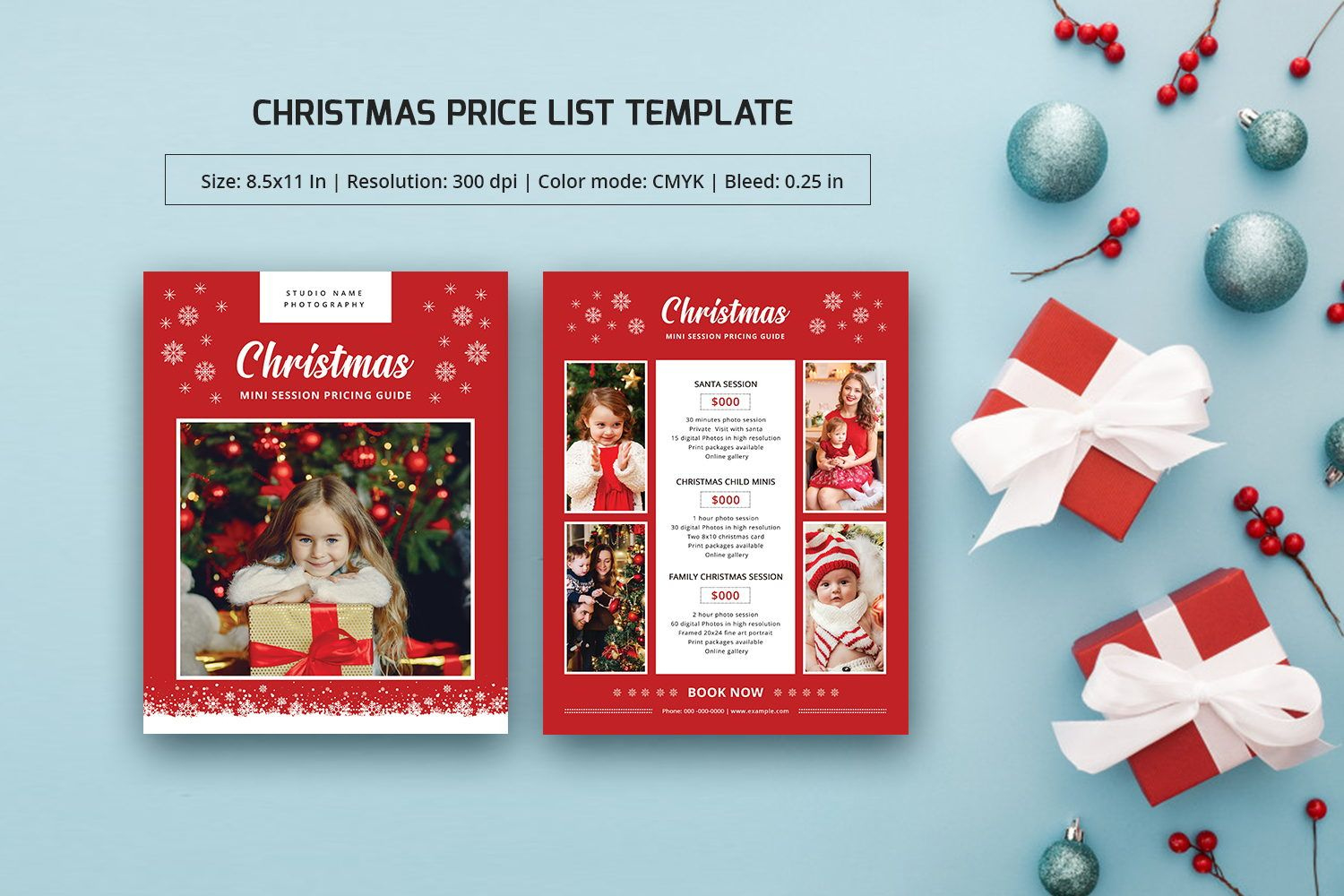 Christmas Photography Price List Flyer | Flyer-Vorlage | Sistec inside Christmas Price List Template