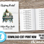 Christmas Piano Recital Program, Printable Fillable Template Pertaining To Christmas Piano Recital Program Template Free