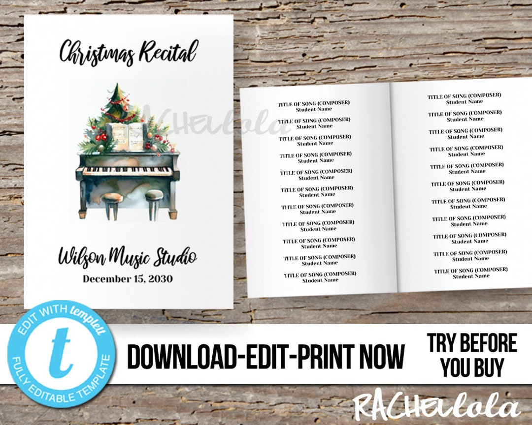 Christmas Piano Recital Program, Printable Fillable Template pertaining to Christmas Piano Recital Program Template Free
