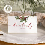 Christmas Place Card Template, Holiday Seating Card, Winter For Christmas Name Place Cards Template