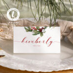 Christmas Place Card Template, Holiday Seating Card, Winter Within Christmas Place Name Template