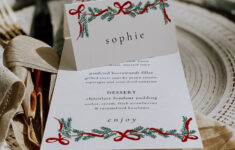 Christmas Place Cards Template, Holiday Party Seating Card, Food with Christmas Tent Card Template