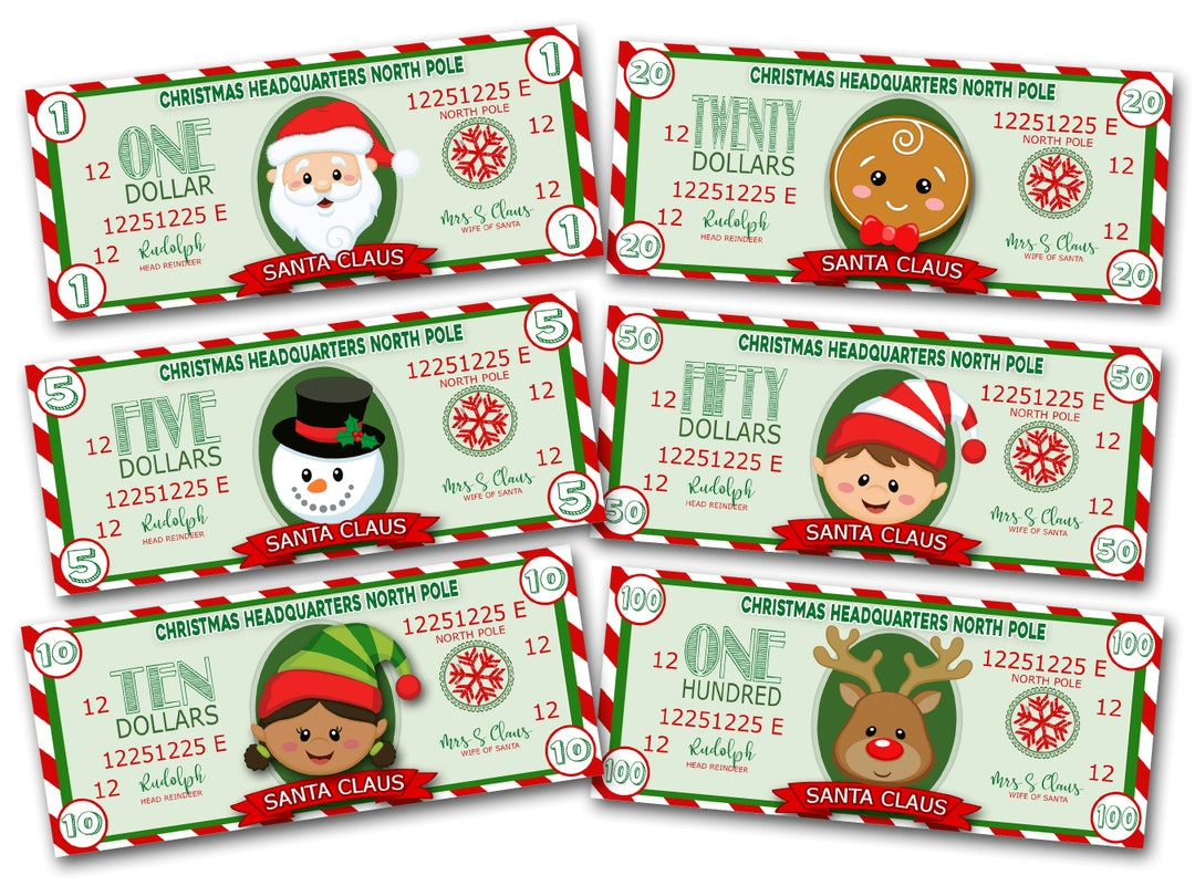 Christmas Play Money, North Pole Santa Money, Christmas Fake Money,  Printable Play Money, Christmas Game Money, Instant Download, Printable -  Etsy in Christmas Play Money Template